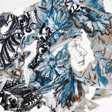 ©Judy Volkmann, Immersed In Nature, 2018, Ink on paper mounted on board, 6 x 6 in, $100 Available