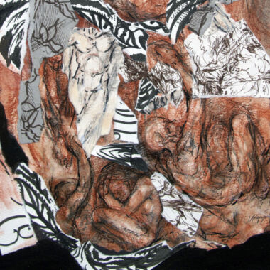 ©Judy Volkmann, Reckoning (detail), conte, charcoal, ink and acrylic on paper mounted on canvas, 16 x 12 in, $1200 Available