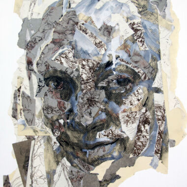 ©Judy Volkmann, Reflection, 2018, Charcoal, conte and ink on paper mounted on acrylic painted wood panel, 18 x 14 in, $1400 Available