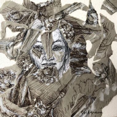 ©Judy Volkmann, The Arrival, 2018, Ink on paper mounted on board, 5 x 5 in, $75 Available