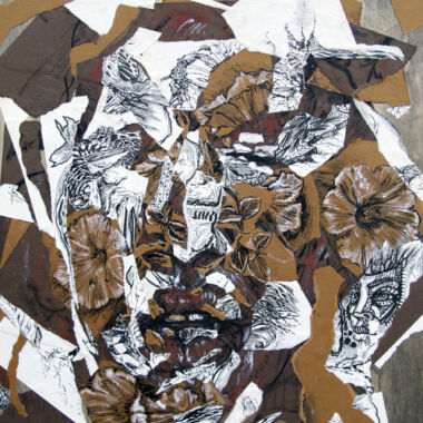 ©Judy Volkmann, Consciousness, 2018, charcoal, conte and ink on paper mounted on acrylic painted wood panel, Image wrapped around onto sides, 18 x 14 in, $1400 Available
