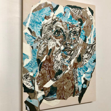 ©Judy Volkmann, Venus (detail), 2018, ink and charcoal on paper mounted on acrylic painted wood panel, Image wrapped around onto sides, 16 x 12 in, $1200 Available