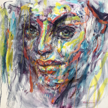 ©Judy Volkmann, Heart and Soul, 2020, oil and oil stick on canvas, 36 x 36 in, $3,200 Available