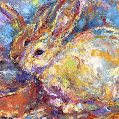 ©Judy Volkmann, Friends, 2023, oil on canvas, 8 x 10 x 1.5 in, $450 Available