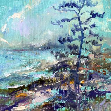 ©Judy Volkmann, Solitude, 2023, oil on cradled wood panel, 7 x 5 x 1.5 in, $250 Available