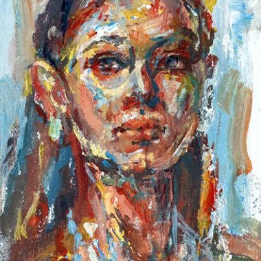 ©Judy Volkmann, Jewels, 2024, acrylic on cradled board, 4 x 8 x .75 in, $200 Available