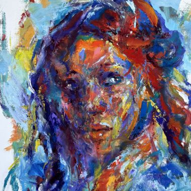 ©Judy Volkmann, Out of the Shadows, 2024, acrylic and oil on canvas, 20 x 16 in, $950 Available