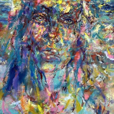 ©Judy Volkmann, Ocean, 2024, oil and oil stick on canvas, 40 x 30 in, $2,800 Available