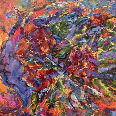 ©Judy Volkmann, Transcendental Meditation, 2025, oil and acrylic on canvas, 10 x 8 in, $450 Available at Sarah Jessica Fine Arts in Provincetown, MA (508) 487-0884