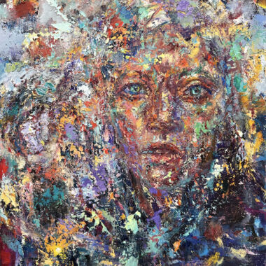 ©Judy Volkmann, Nebula, 2024, acrylic/oil on canvas, 16 x 12 in, $650 at Sarah Jessica Fine Arts in Provincetown, MA (508) 487-0884