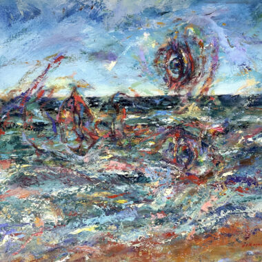 ©Judy Volkmann, Sea Rising, 2025, oil and acrylic on canvas, 16 x 20 in, $950 Available