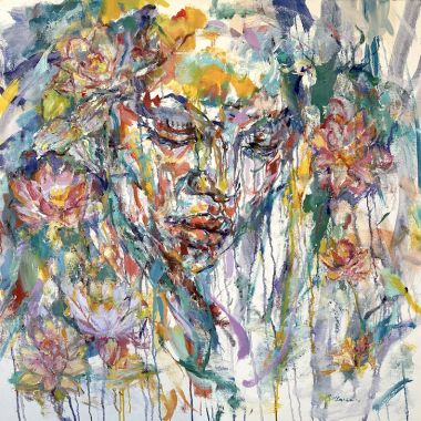 ©Judy Volkmann, Serenity #3, 2025, oil and oil stick on canvas, 36 x 36 in, $3,200 Available at Art 3 Gallery, Manchester, NH (603) 668.6650