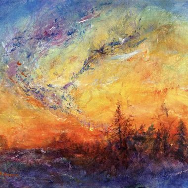 ©Judy Volkmann, Murmuration, 2025, oil on canvas, 16 x 20 in, $950 Available at True Grit Art Gallery in Middleboro, MA (774) 410-4160