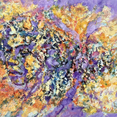 ©Judy Volkmann, Lilac, 2025, acrylic on board, 5 x 7 in, framed, $300 Available