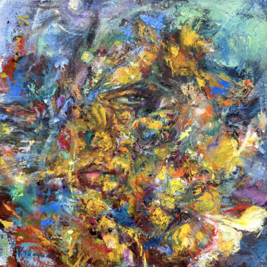 ©Judy Volkmann, Skeptic, 2026, oil on canvas, 10 x 10 in, $450 Available