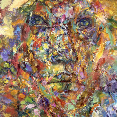 ©Judy Volkmann, Camouflage, 2025, oil on canvas, 10 x 8 in, $450 Available