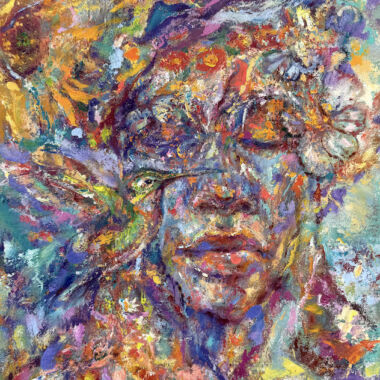 ©Judy Volkmann, Meditation #3, 2025, oil on canvas, 20 x 16 in, $950 Available at Bristol Community College, Alumni Exhibition at Grimshaw-Gudewicz Art Gallery