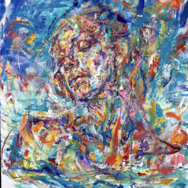 ©Judy Volkmann, Poseidon's Release, 2026, oil and oil stick on canvas, 30 x 30 in, $2,200 Available