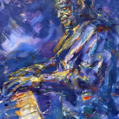 ©Judy Volkmann, Duke Ellington, 2022-26, oil on canvas, 16 x 12 in, $650 Available at True Grit Art Gallery in Middleboro, MA