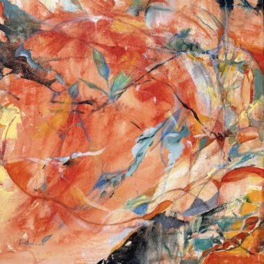 ©Judy Volkmann, Radiance, 2026, acrylic and china marker on canvas, 20 x 20 x 1.5 in, $1,200 Available at River Arts Gallery, Damariscotta, ME